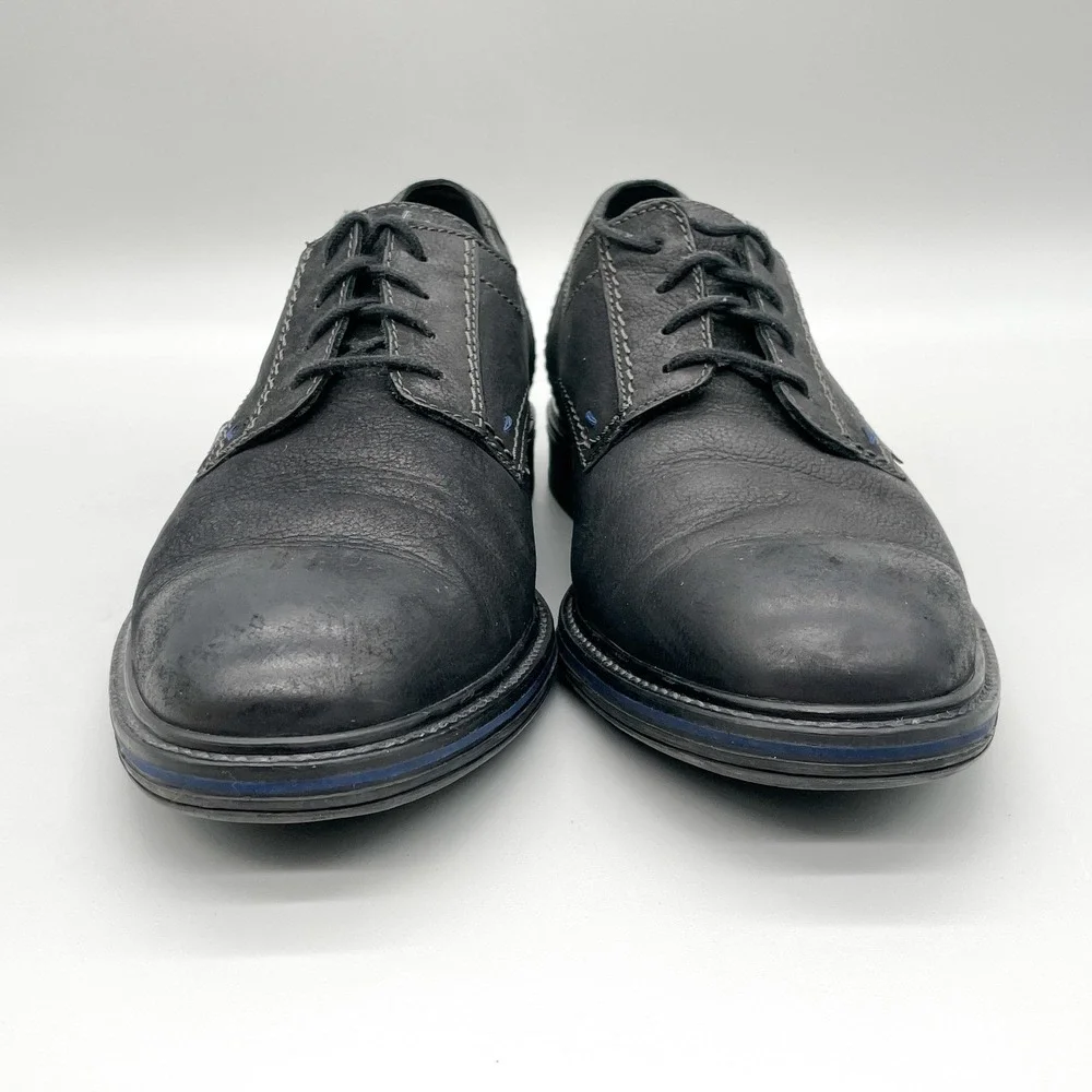 Mephisto Mens 8.5 Waino Oxford Black Leather Derby Shoes Casual Office Comfort